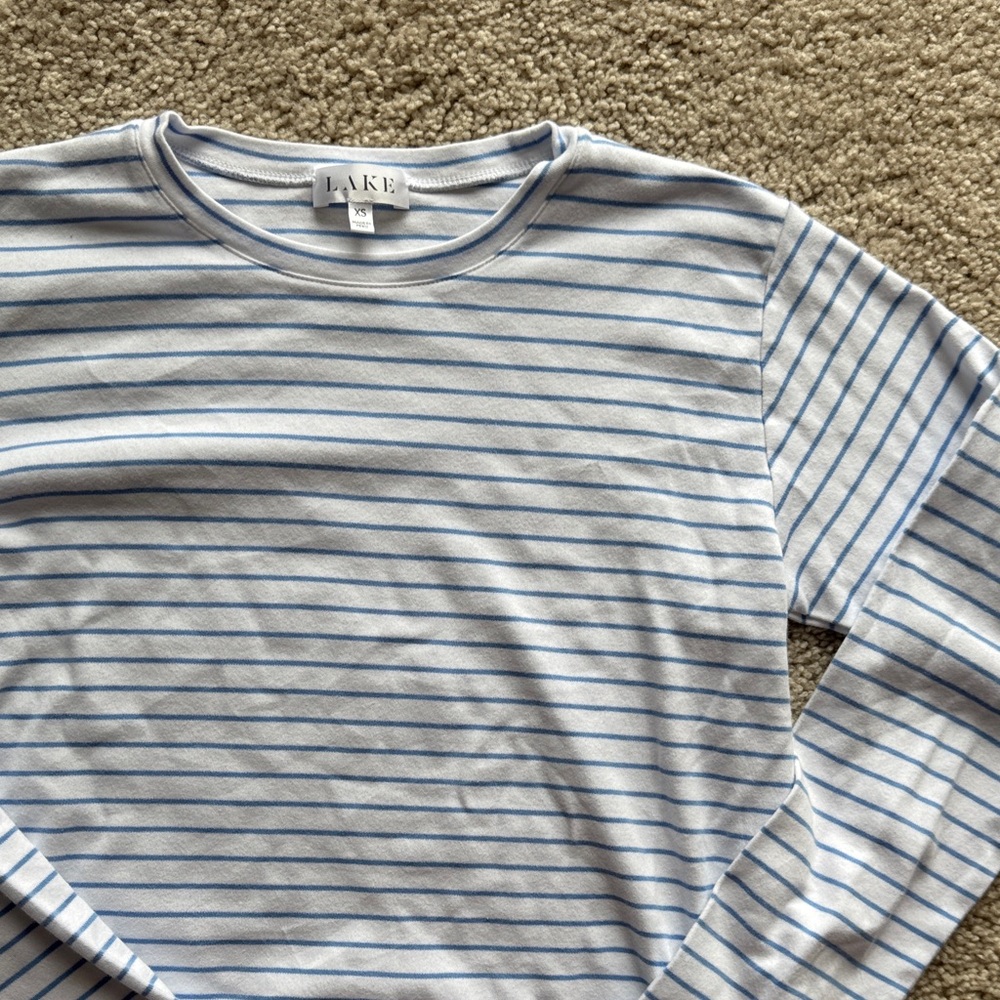 LAKE Blue and White Striped Long Sleeve Shirt